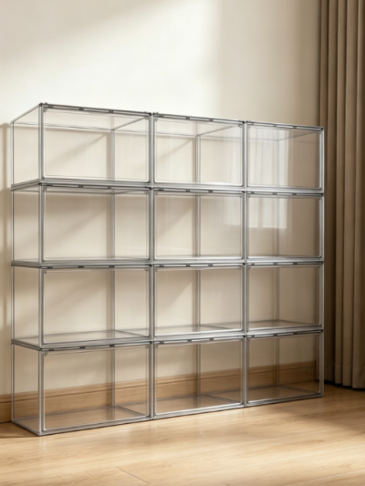 Black... Stackable Shoe Boxes with Magnetic Lids