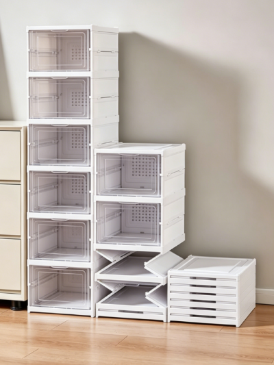 Foldable Multi-Tier Transparent Shoe Rack Boxes