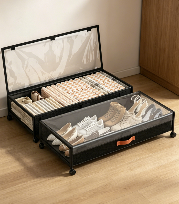 32.png Under-Bed Shoe Storage Boxes with Wheels - Image 1