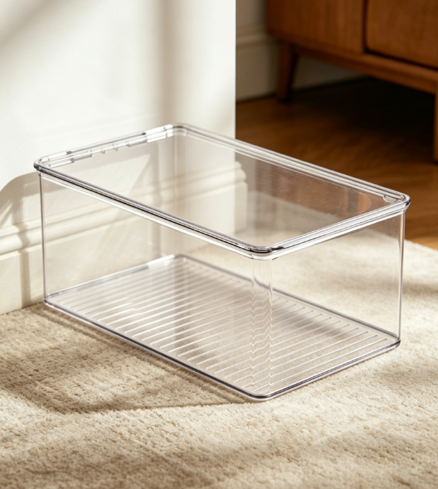 4.png Transparent Stackable Plastic Shoe Box with Hinged Lid - Image 1