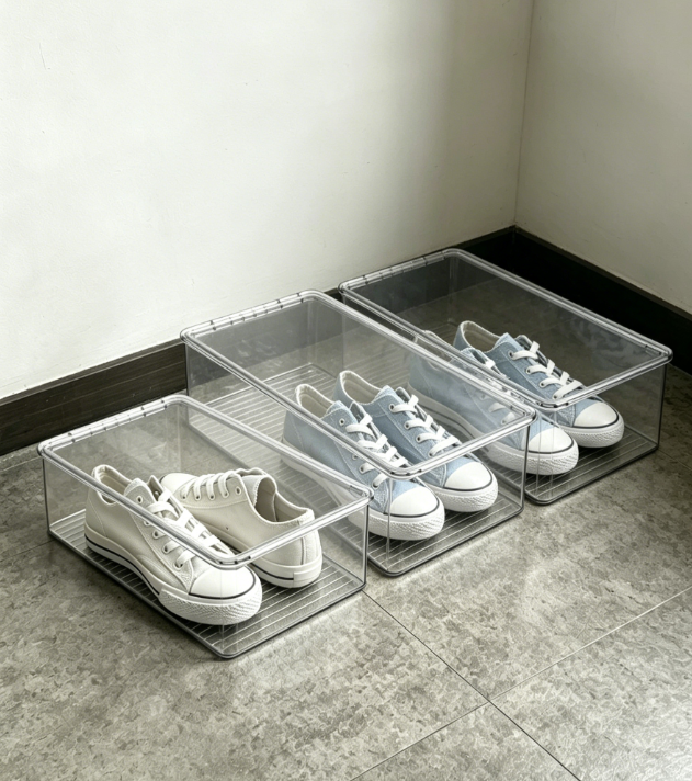 42.png Transparent Plastic Shoe Boxes with Hinged Lids - Image 1